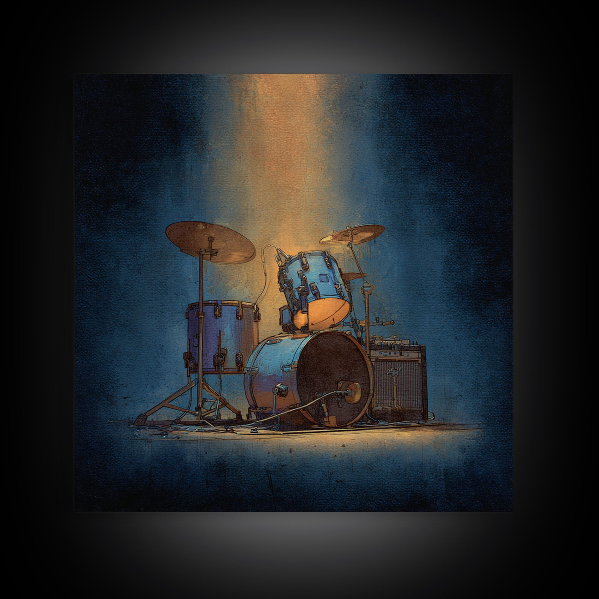 Drum Kit Silhouette Framed Canvas Print, Music Studio Art, Gallery Decor, Studio Decor, Fine Art, Rhythm, Contemporary Art, MSA-1x1-78