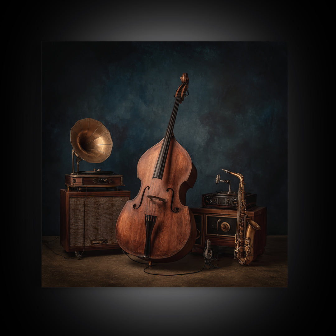 Cello Leaning Against Dark Velvet Backdrop Canvas Print, Music Studio Art, Gifts for Musicians, Studio Decor, Fine Art, Rhythm, MSA-1x1-9
