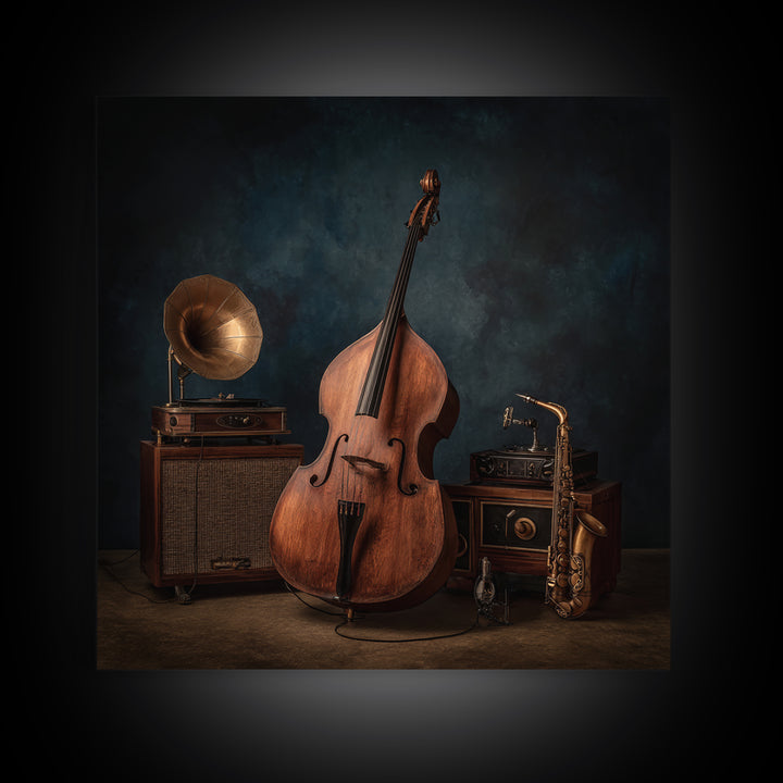 Cello Leaning Against Dark Velvet Backdrop Canvas Print, Music Studio Art, Gifts for Musicians, Studio Decor, Fine Art, Rhythm, MSA-1x1-9