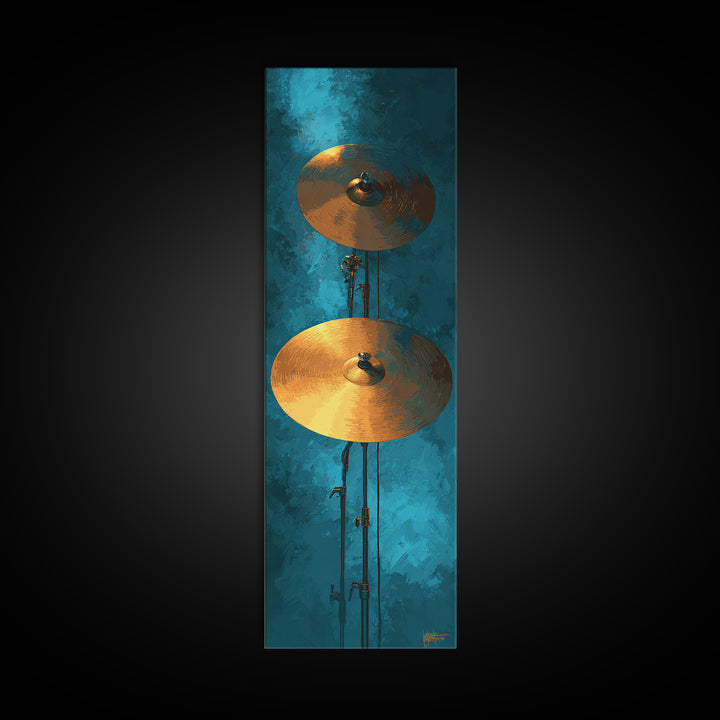 Gold Cymbal Closeup Canvas Print, Music Studio Art, Boho Decor, Studio Decor, Oil Painting, Rhythm, Printable Wall Art, MSA-1x3-12