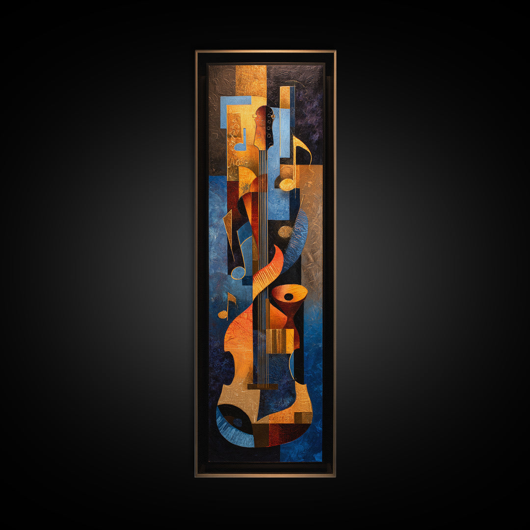 Musical Notes as Abstract Floating Shapes Without Framed Canvas Print, Music Studio Art, Art Print, Studio Decor, Rhythm, MSA-1x3-24