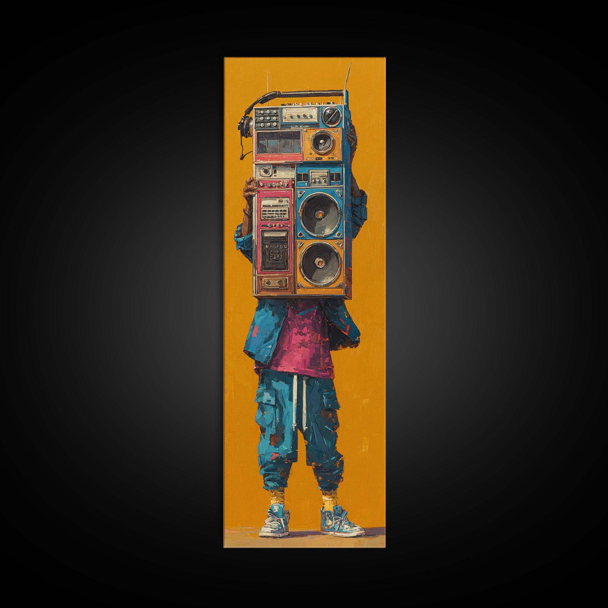 Hip Hop Boombox Canvas Print, Music Studio Art, Music Gift, Studio Decor, Fine Art, Rhythm, Room Decor, Textured Painting, MSA-1x3-5