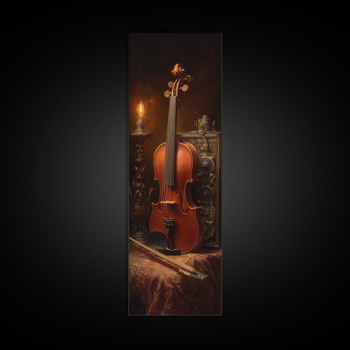 Violin and Bow Framed Canvas Print, Music Studio Art, Home Decor, Studio Decor, Rhythm, Music Wall Art, Wall Art Printable, MSA-1x3-52