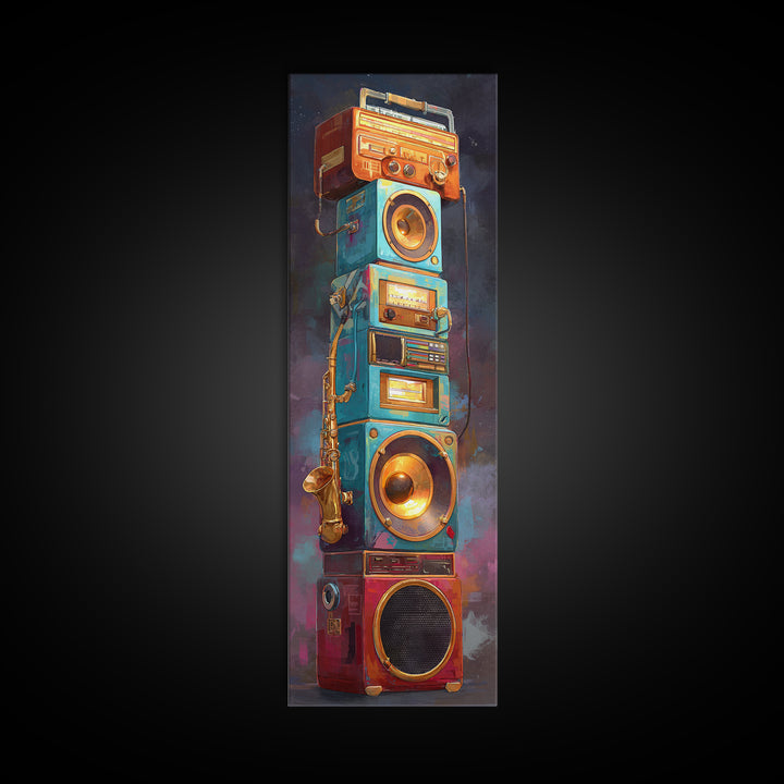 Hip Hop Boombox Framed Canvas Print, Music Studio Art, Modern Decor, Studio Decor, Fine Art, Rhythm, Home Decor, Wall Decor, MSA-1x3-53