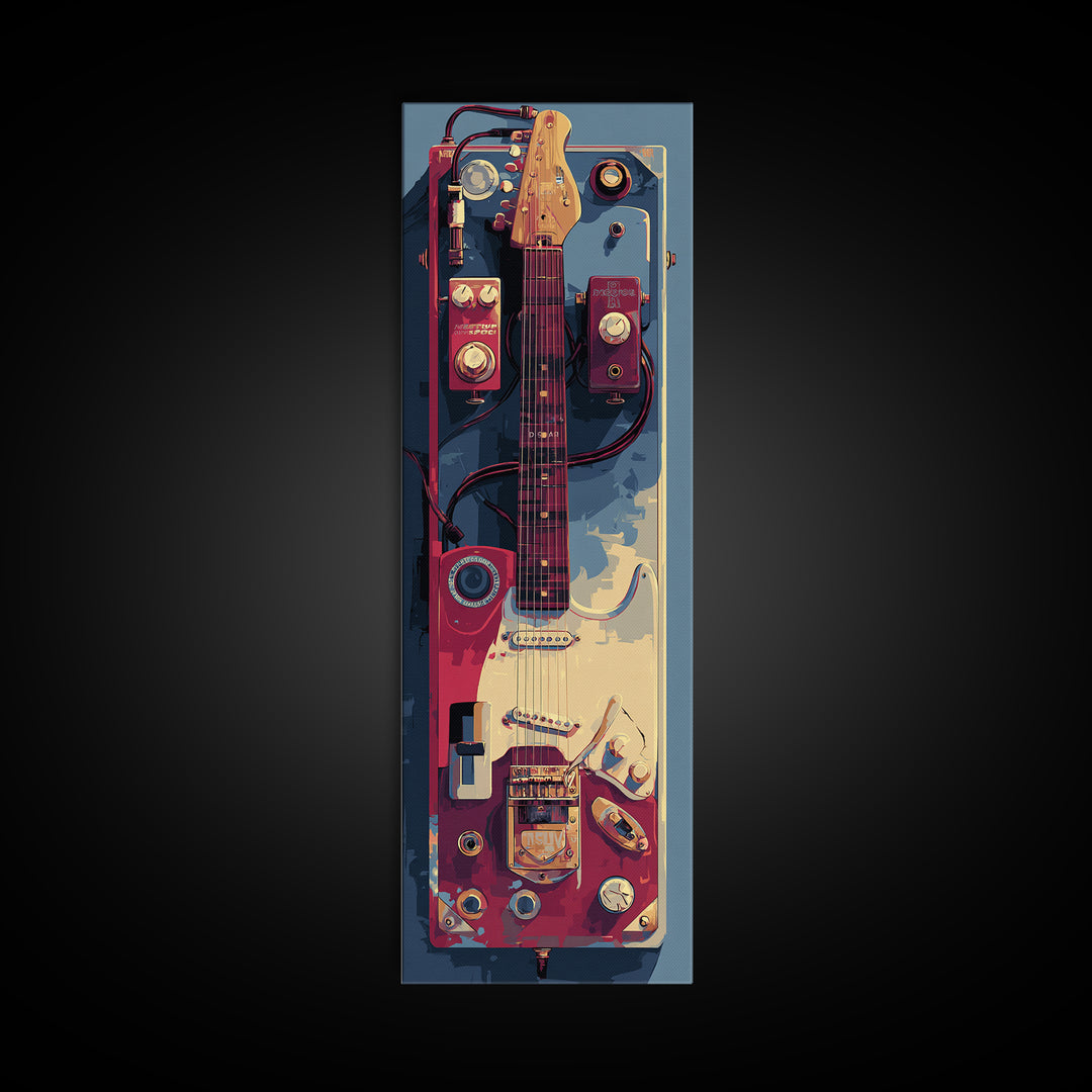 Electric Guitar Pedals and Cables Graphic Art Canvas Print, Music Studio Art, Fine Art Print, Studio Decor, Abstract Art, MSA-1x3-57