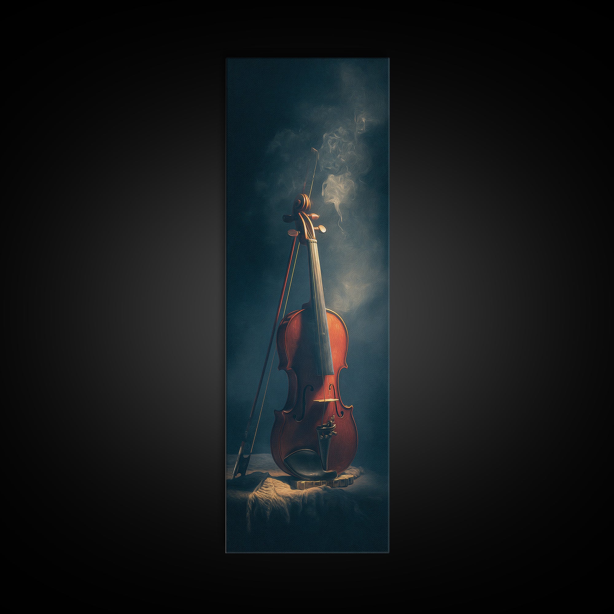Violin and Bow Framed Canvas Print, Music Studio Art, Trendy Wall Art, Studio Decor, Oil Painting, Rhythm, Paul Mccartney, MSA-1x3-76