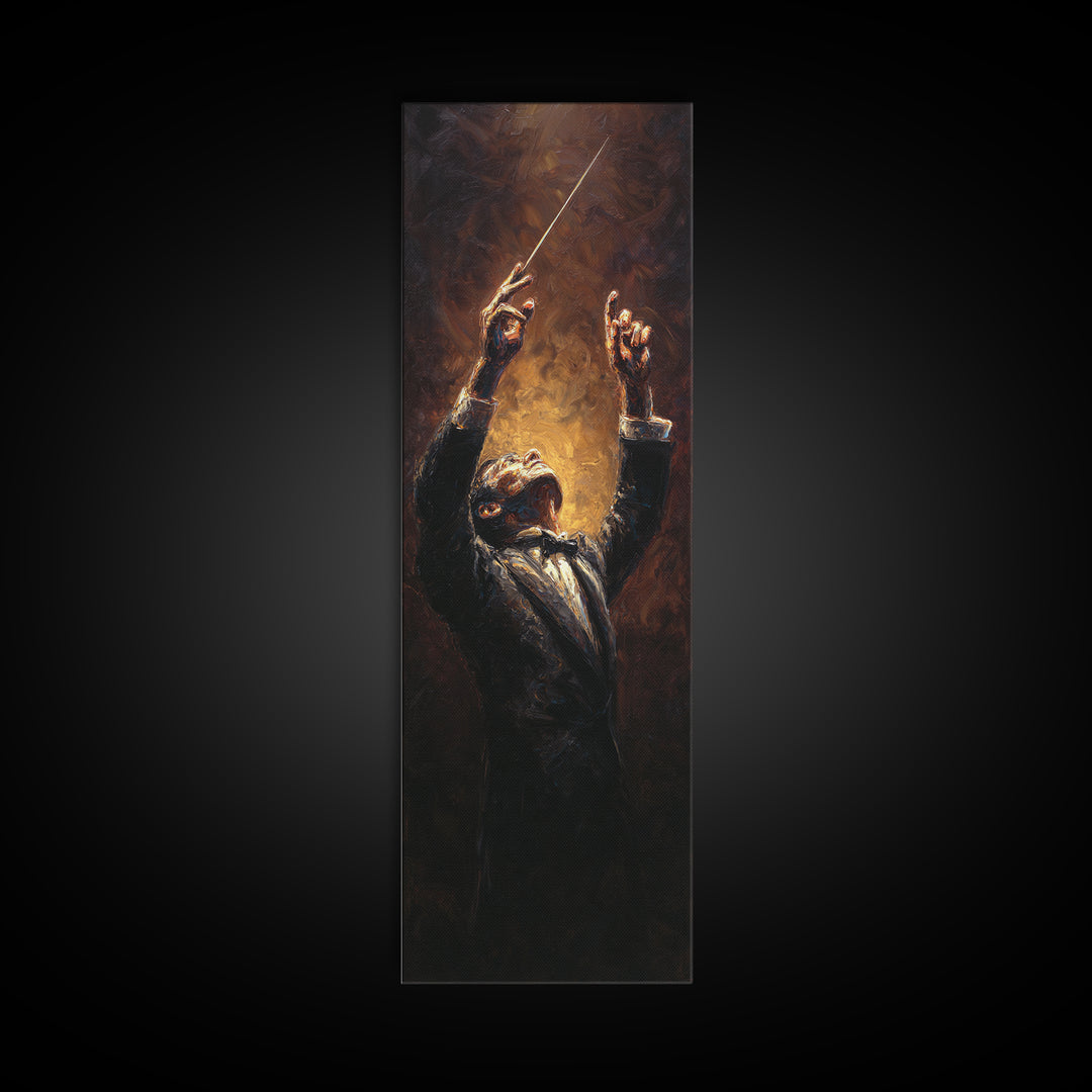 Orchestra Conductor Hands Framed Canvas Print, Music Studio Art, Music Wall Art, Studio Decor, Rhythm, Teen Room Decor, MSA-1x3-80