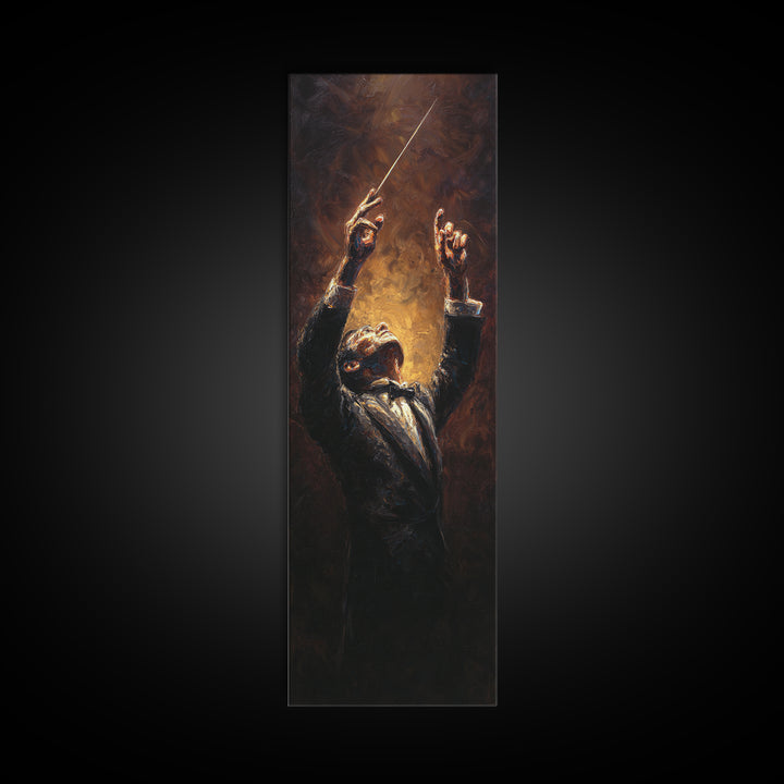 Orchestra Conductor Hands Framed Canvas Print, Music Studio Art, Music Wall Art, Studio Decor, Rhythm, Teen Room Decor, MSA-1x3-80