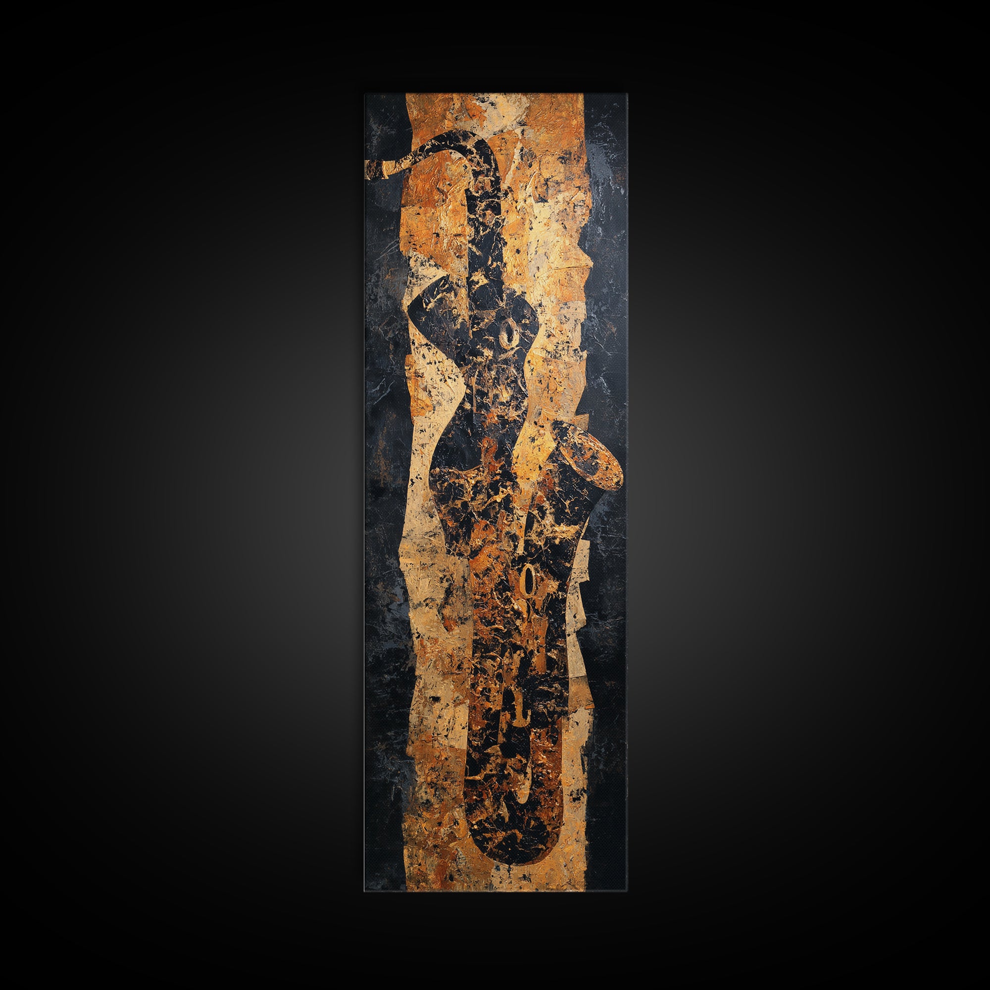 Abstract Rhythm Lines Like Painted Music Framed Canvas Print, Music Studio Art, Music Posters, Studio Decor, Abstract Art, MSA-1x3-83