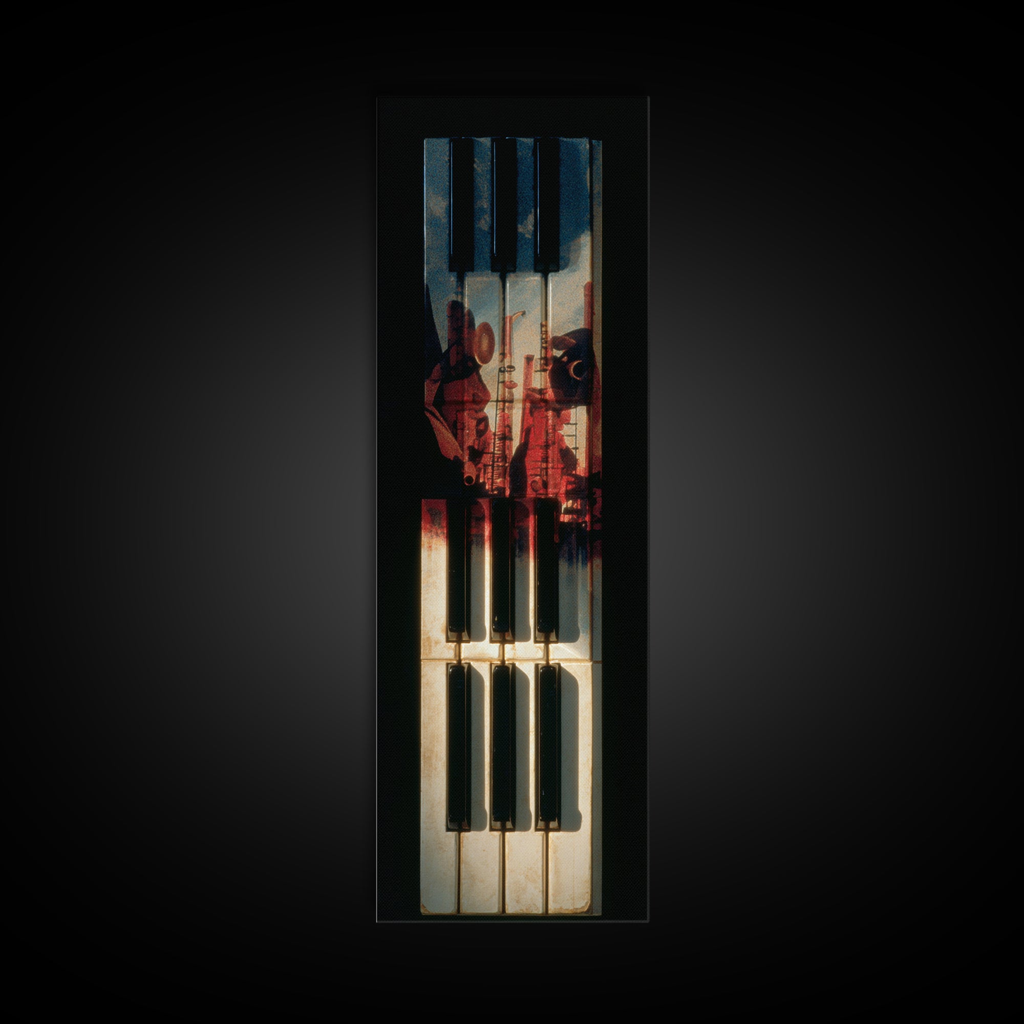 Piano Keys with Hands in Cinematic Shadow Canvas Print, Music Studio Art, Music Art, Studio Decor, Rhythm, Modern Decor, MSA-1x3-89