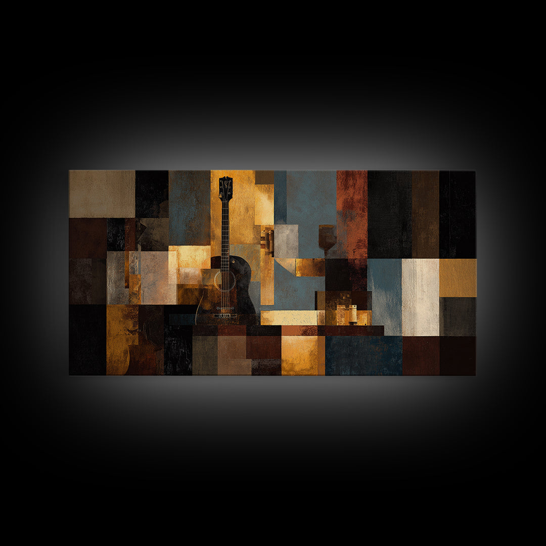 Album Cover Abstract Grid Framed Canvas Print, Music Studio Art, Fine Art Print, Studio Decor, Abstract Art, Rhythm, Wall Decor, MSA-2x1-14