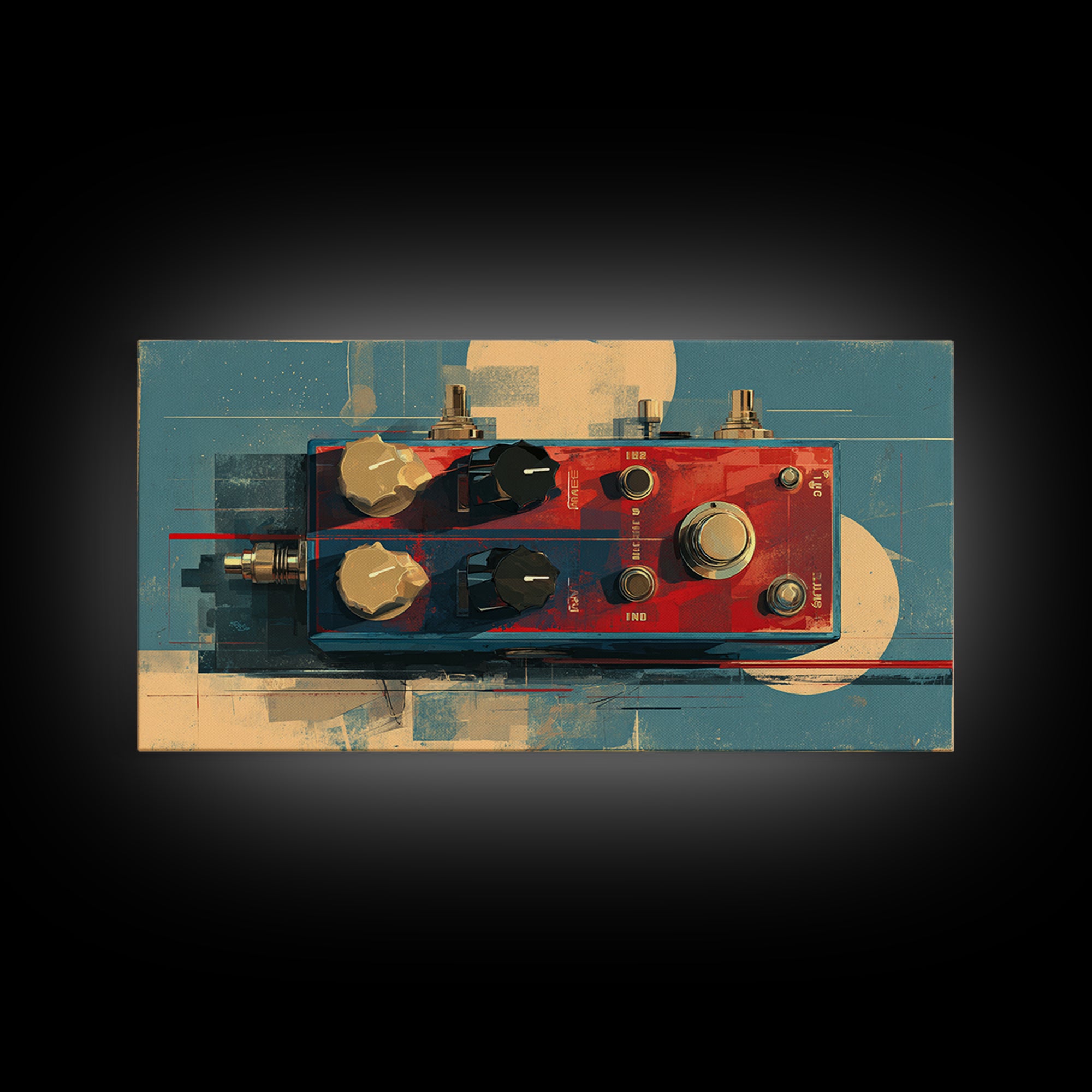 Electric Guitar Pedals and Cables Graphic Art Canvas Print, Music Studio Art, Contemporary Art, Studio Decor, Fine Art, Rhythm, MSA-2x1-41