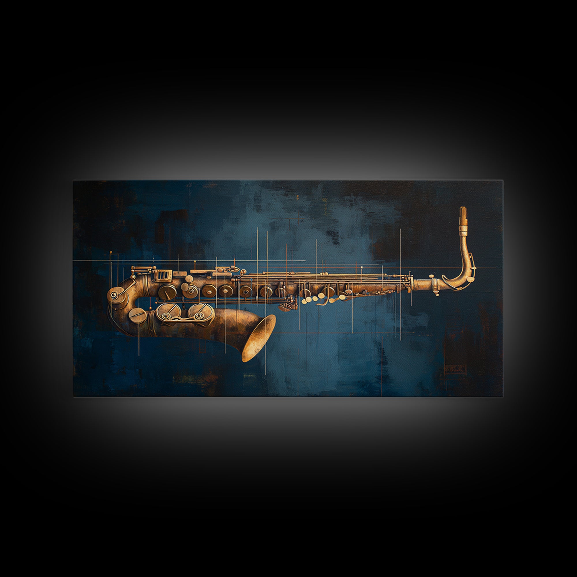 Abstract Rhythm Lines Like Painted Music Framed Canvas Print, Music Studio Art, Metal Wall Art, Studio Decor, Fine Art, Rhythm, MSA-2x1-43