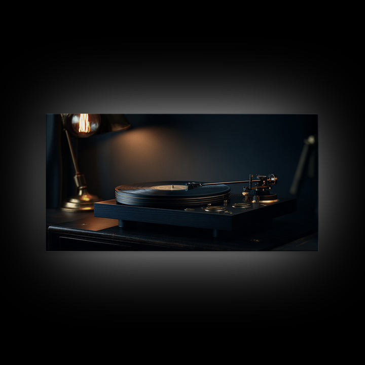 Vinyl Record and Turntable Still Life Canvas Print, Music Studio Art, Music Poster, Studio Decor, Oil Painting, Rhythm, MSA-2x1-47