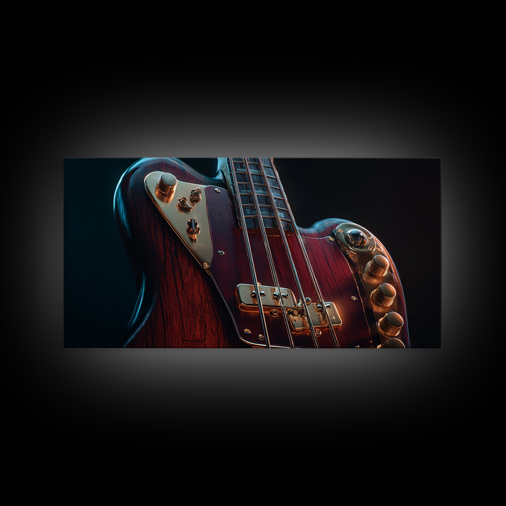 Bass Guitar Closeup Canvas Print, Music Studio Art, Music, Studio Decor, Rhythm, Digital Download Art, Painting from Photo, MSA-2x1-57