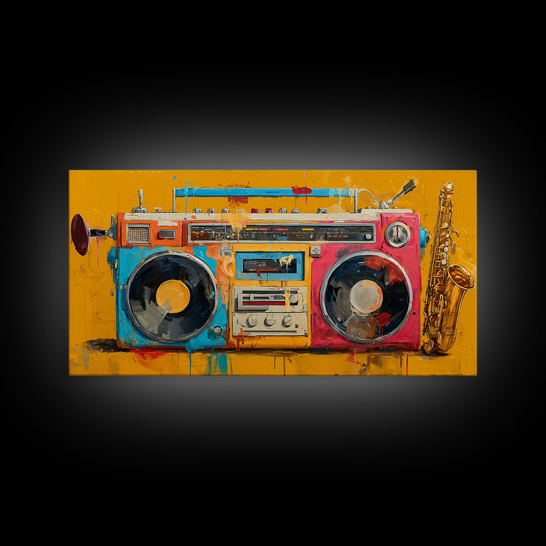 Hip Hop Boombox Canvas Print, Music Studio Art, Printable Wall Art, Studio Decor, Fine Art, Rhythm, Painting from Photo, MSA-2x1-61
