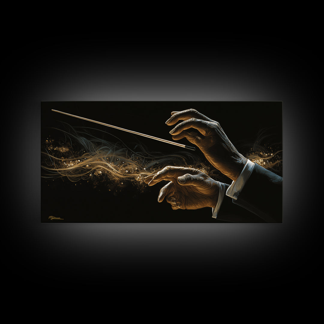Orchestra Conductor Hands Canvas Print, Music Studio Art, Digital Wall Art, Studio Decor, Fine Art, Rhythm, Commission Painting, MSA-2x1-64