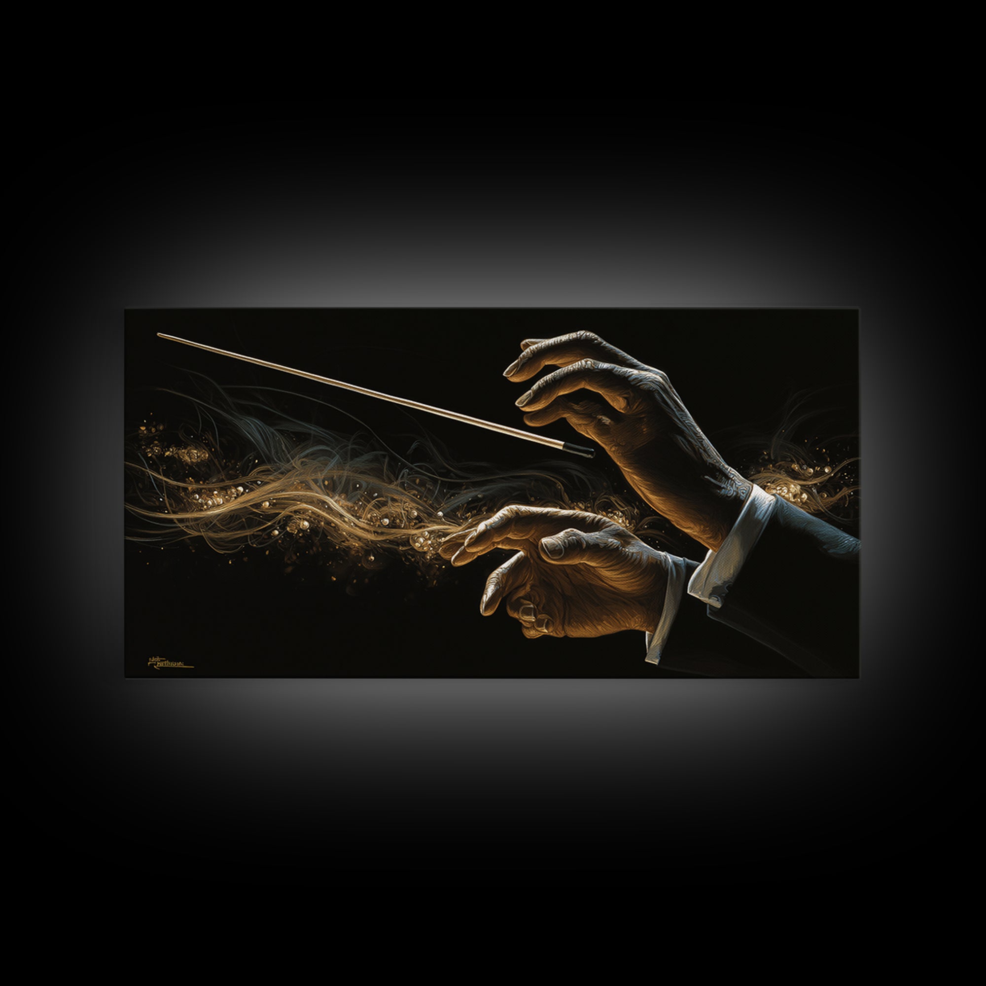 Orchestra Conductor Hands Canvas Print, Music Studio Art, Digital Wall Art, Studio Decor, Fine Art, Rhythm, Commission Painting, MSA-2x1-64