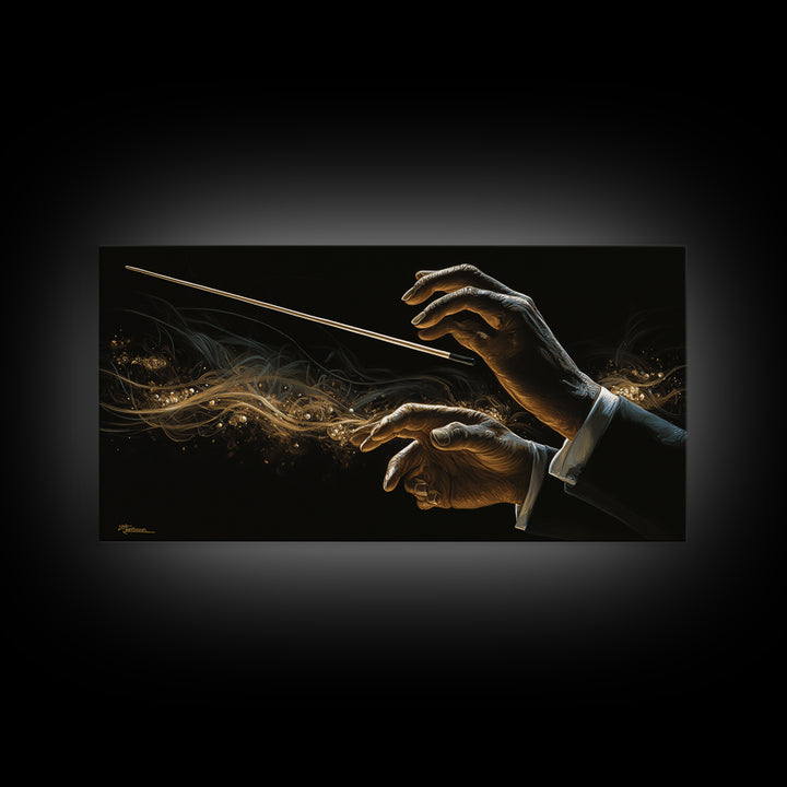 Orchestra Conductor Hands Canvas Print, Music Studio Art, Digital Wall Art, Studio Decor, Fine Art, Rhythm, Commission Painting, MSA-2x1-64