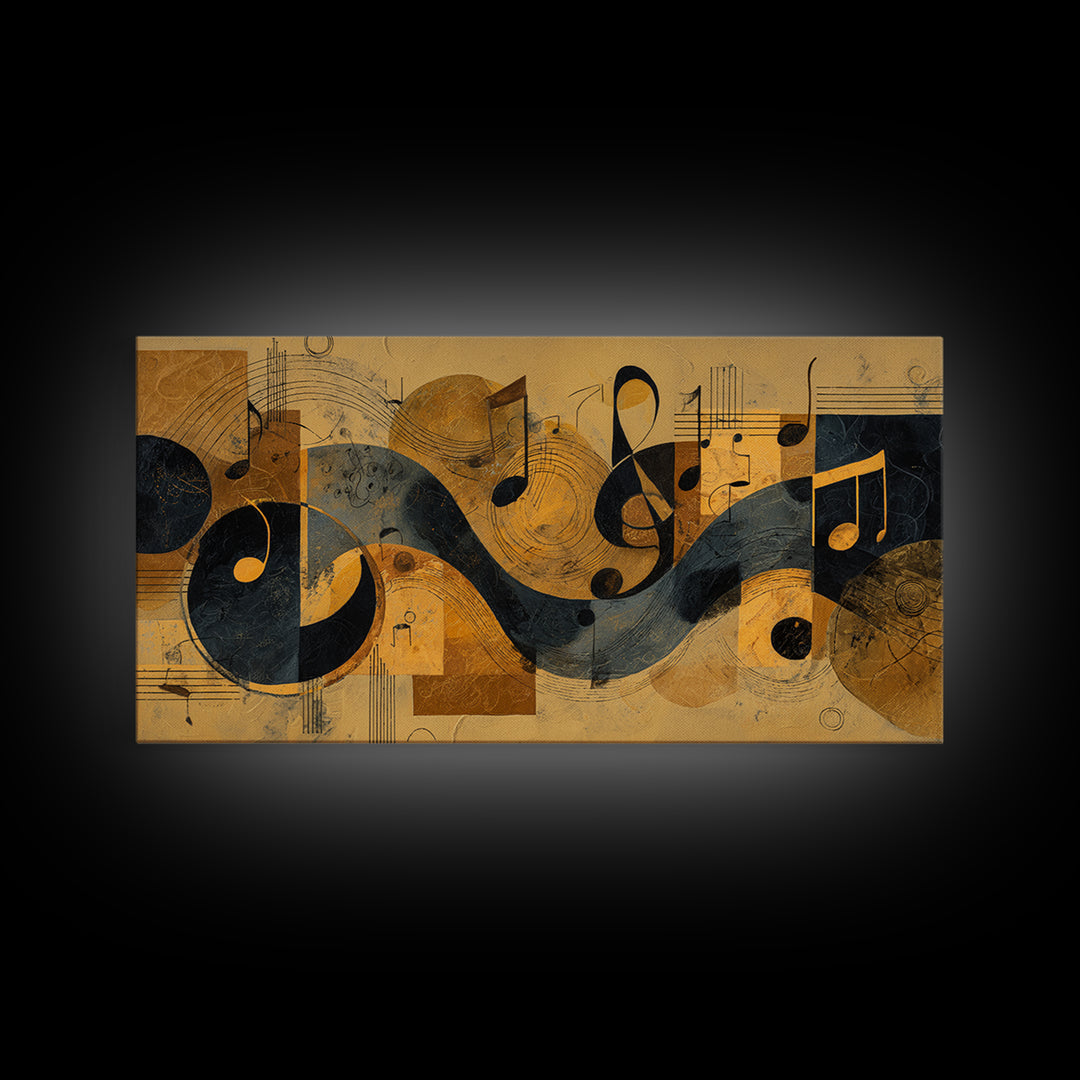 Musical Notes as Abstract Floating Shapes Without Canvas Print, Music Studio Art, Luxury Decor, Studio Decor, Rhythm, MSA-2x1-8