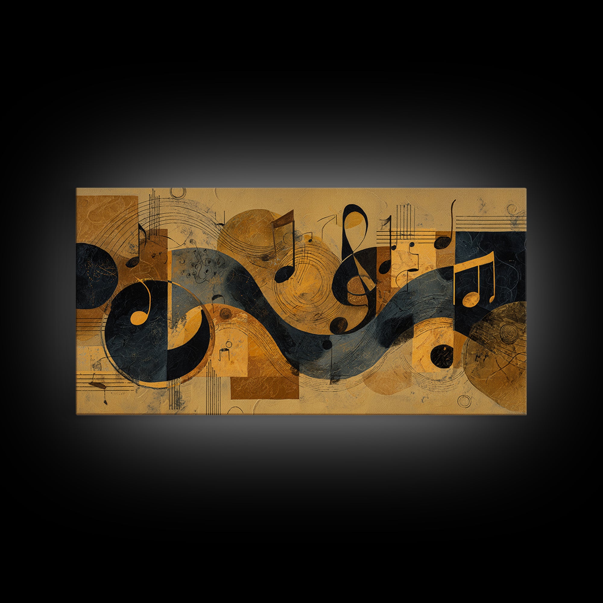 Musical Notes as Abstract Floating Shapes Without Canvas Print, Music Studio Art, Luxury Decor, Studio Decor, Rhythm, MSA-2x1-8
