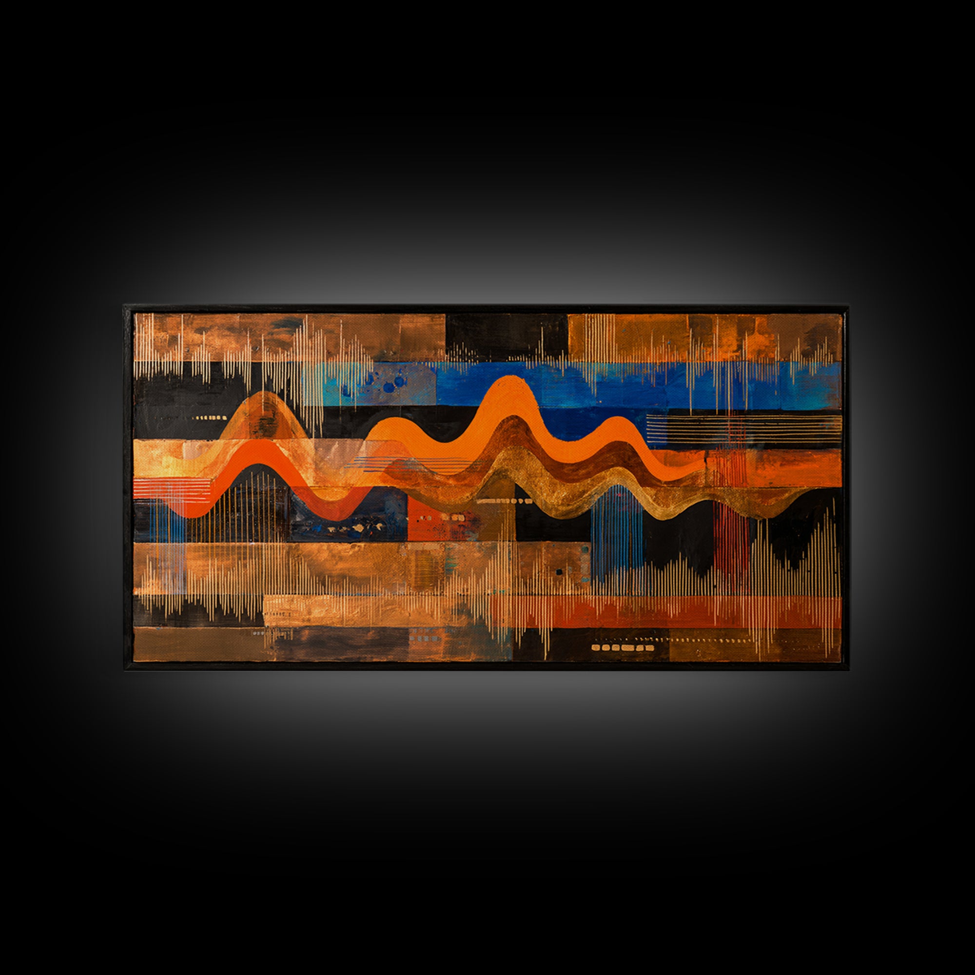 Abstract Sound Wave Framed Canvas Print, Music Studio Art, Music Art, Studio Decor, Rhythm, Modern Decor, Fine Art Print, MSA-2x1-96