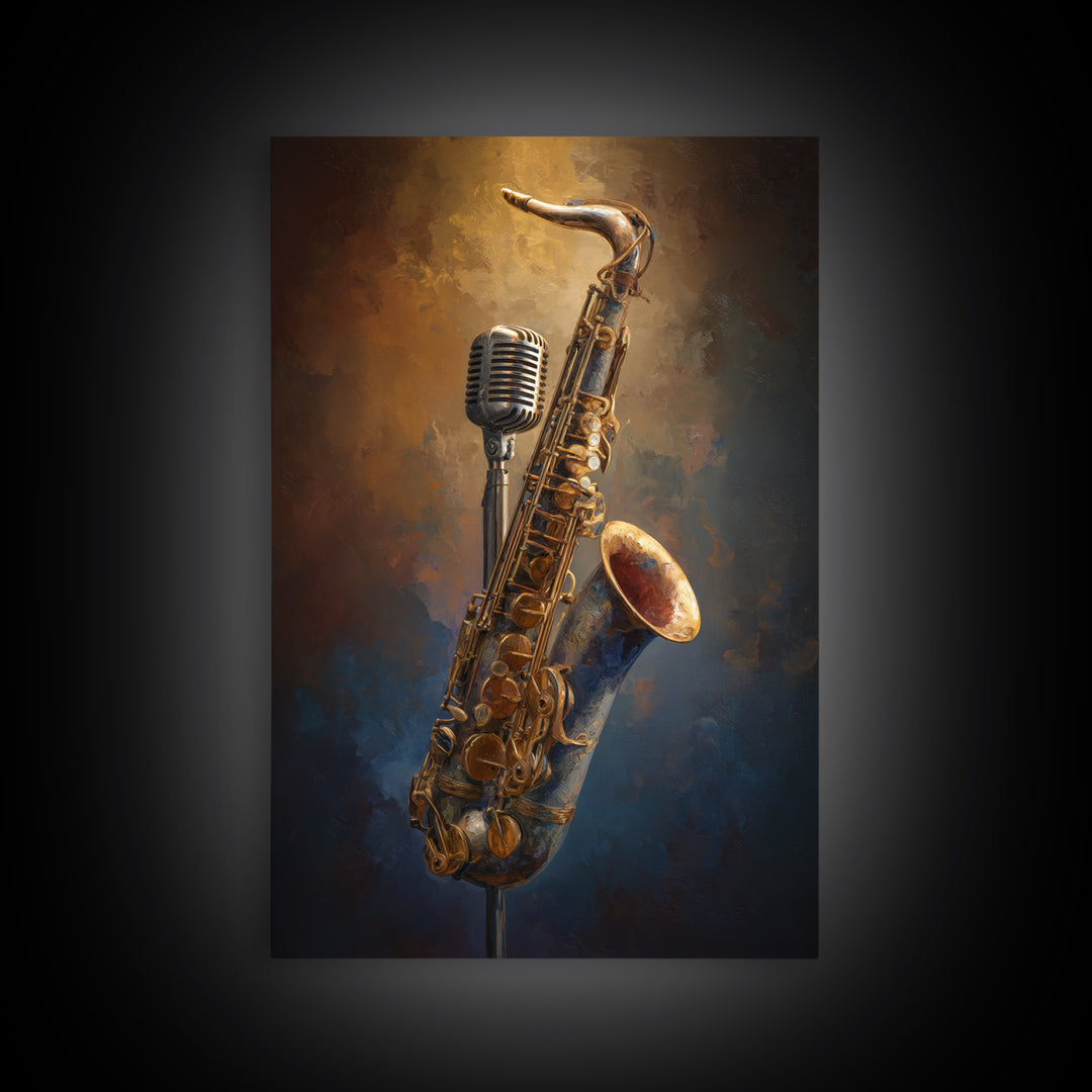 Microphone Portrait with Golden Spotlight Canvas Print, Music Studio Art, Gallery Decor, Studio Decor, Fine Art, Rhythm, MSA-2x3-15