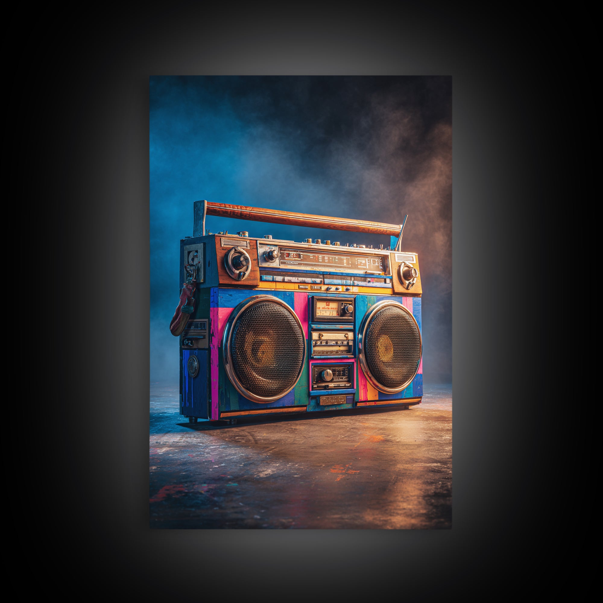 Hip Hop Boombox Framed Canvas Print, Music Studio Art, Wall Art, Studio Decor, Rhythm, Trendy Wall Art, Music Wall Art, MSA-2x3-25