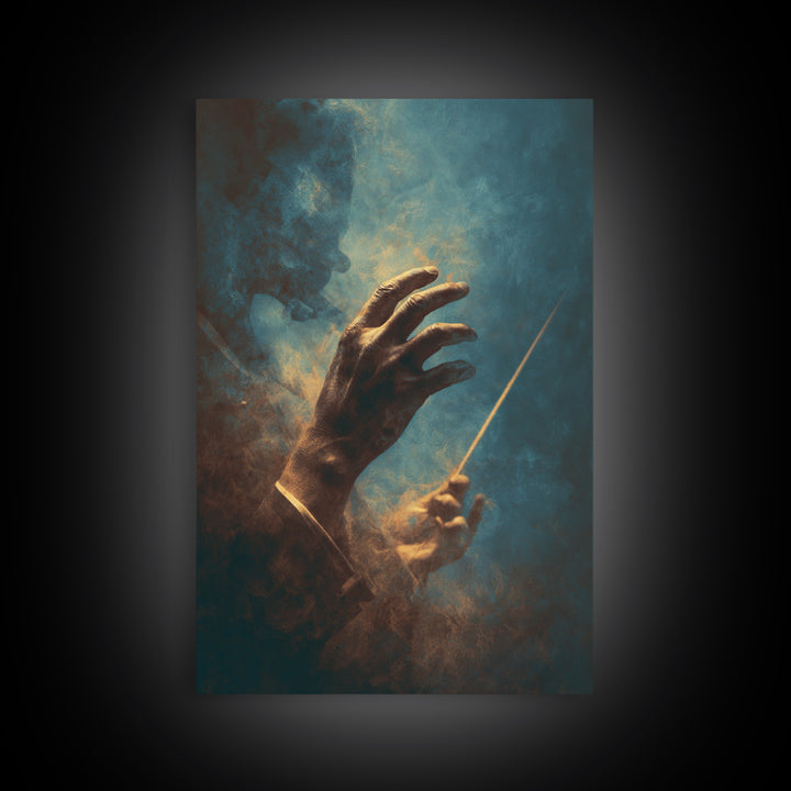 Orchestra Conductor Hands Framed Canvas Print, Music Studio Art, Music Wall Art, Studio Decor, Rhythm, Teen Room Decor, MSA-2x3-28
