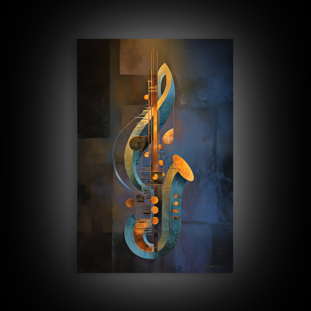 Musical Notes as Abstract Floating Shapes Without Canvas Print, Music Studio Art, Gifts for Musicians, Studio Decor, Rhythm, MSA-2x3-44
