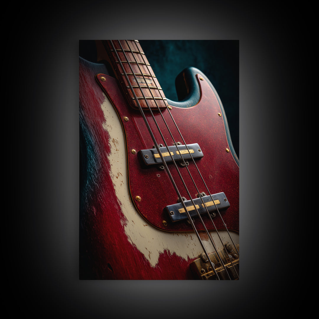 Bass Guitar Closeup Canvas Print, Music Studio Art, Metal Wall Art, Studio Decor, Rhythm, Music Posters, Watercolor Print, MSA-2x3-45