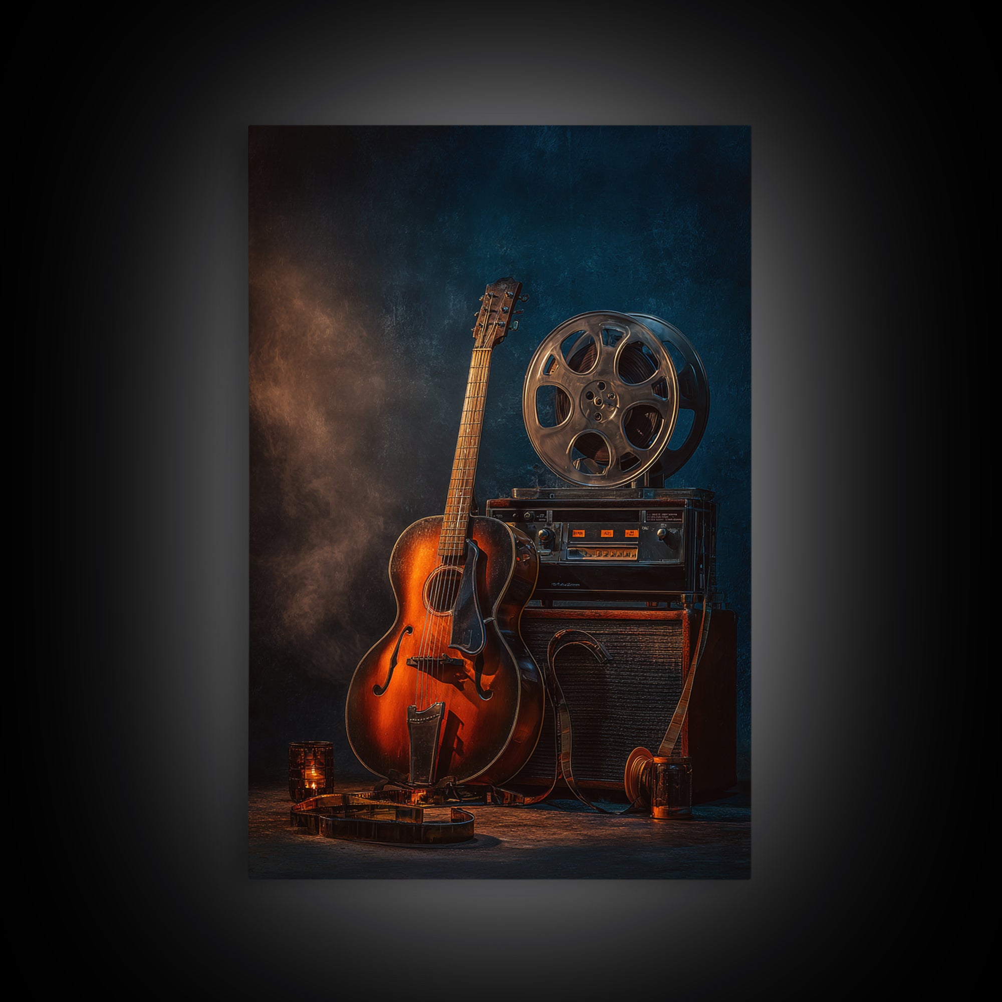 Recording Tape Reel Framed Canvas Print, Music Studio Art, Textured Painting, Studio Decor, Fine Art, Rhythm, Custom Painting, MSA-2x3-46