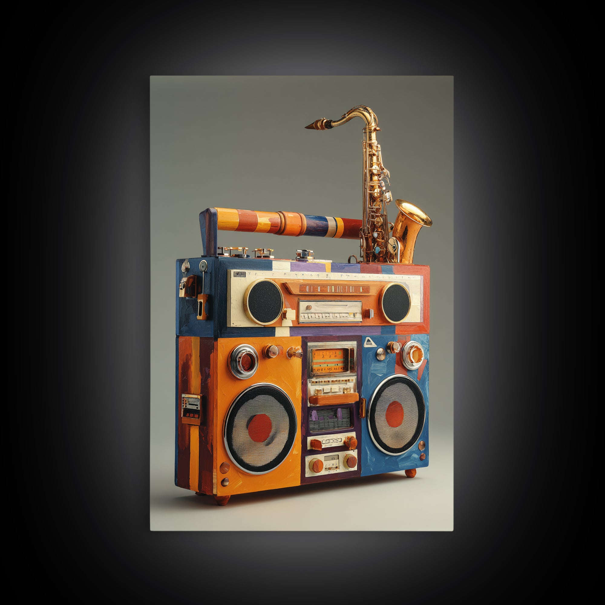 Hip Hop Boombox Canvas Print, Music Studio Art, Art Commission, Studio Decor, Rhythm, Watercolor Print, Commission Painting, MSA-2x3-49