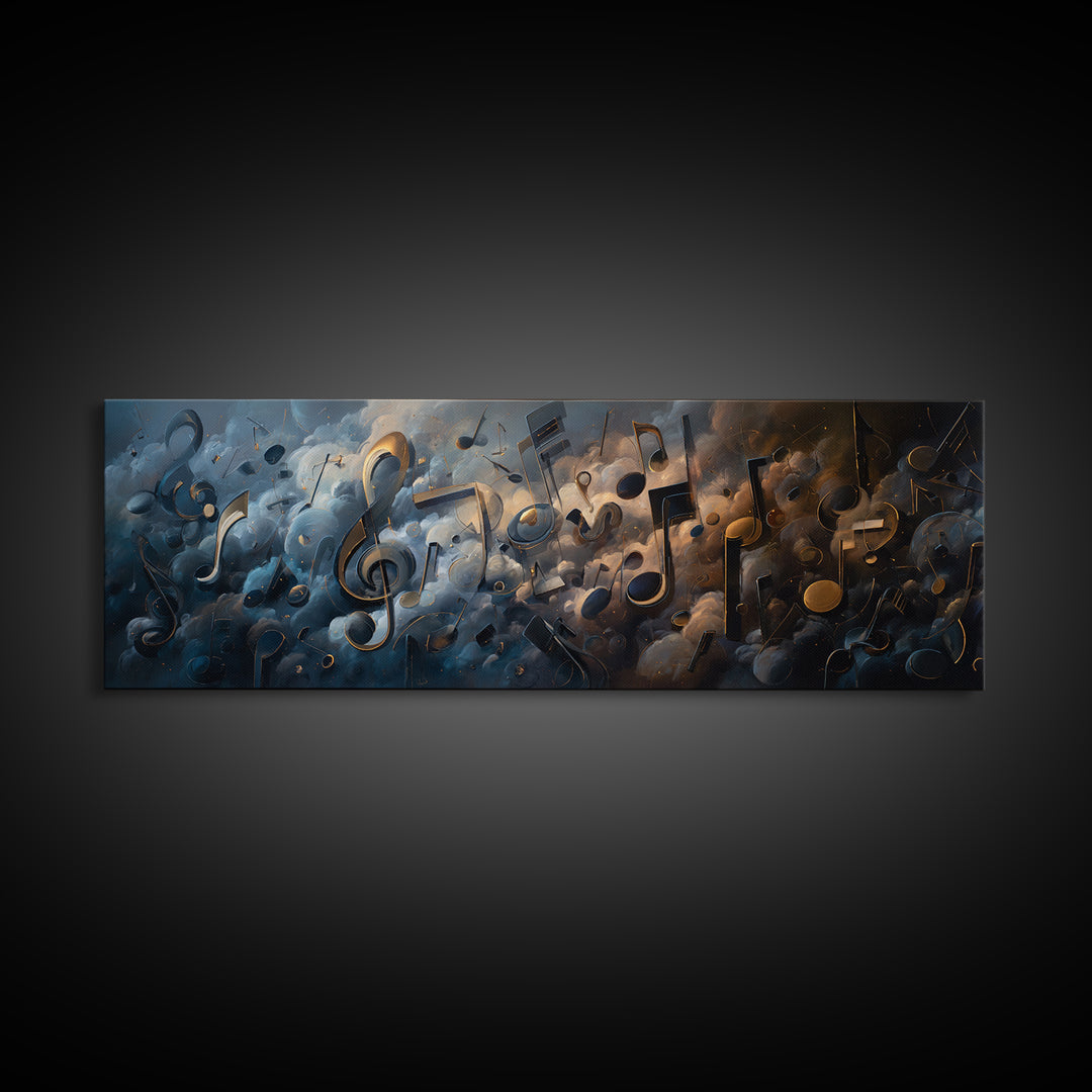 Musical Notes as Abstract Floating Shapes Without Canvas Print, Music Studio Art, Modern Decor, Studio Decor, Fine Art, Rhythm, MSA-3x1-100