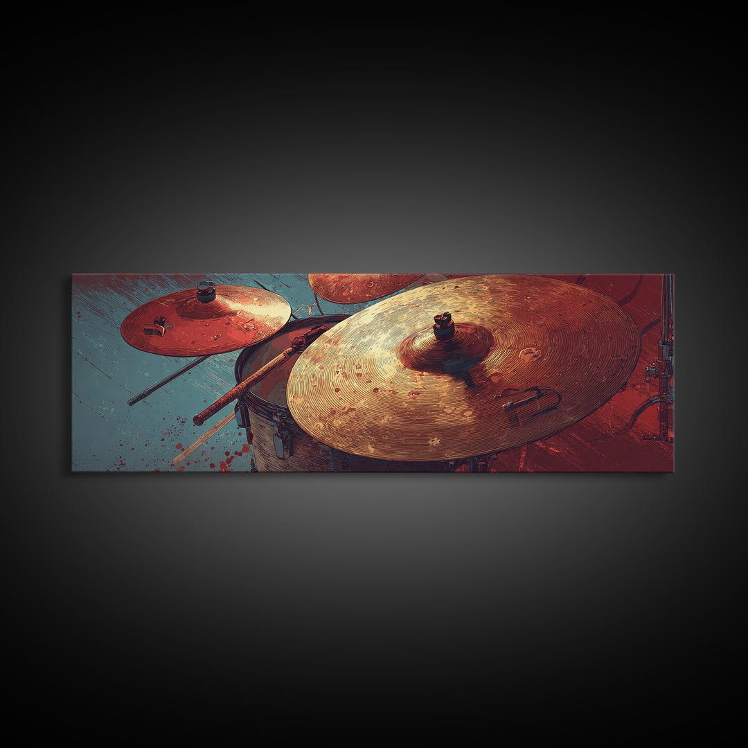 Gold Cymbal Closeup Canvas Print, Music Studio Art, Commission Painting, Studio Decor, Fine Art, Rhythm, Neutral Decor, MSA-3x1-16