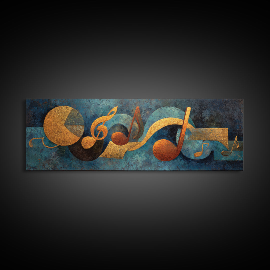 Musical Notes as Abstract Floating Shapes Without Canvas Print, Music Studio Art, Music Lover Gift, Studio Decor, Rhythm, MSA-3x1-28