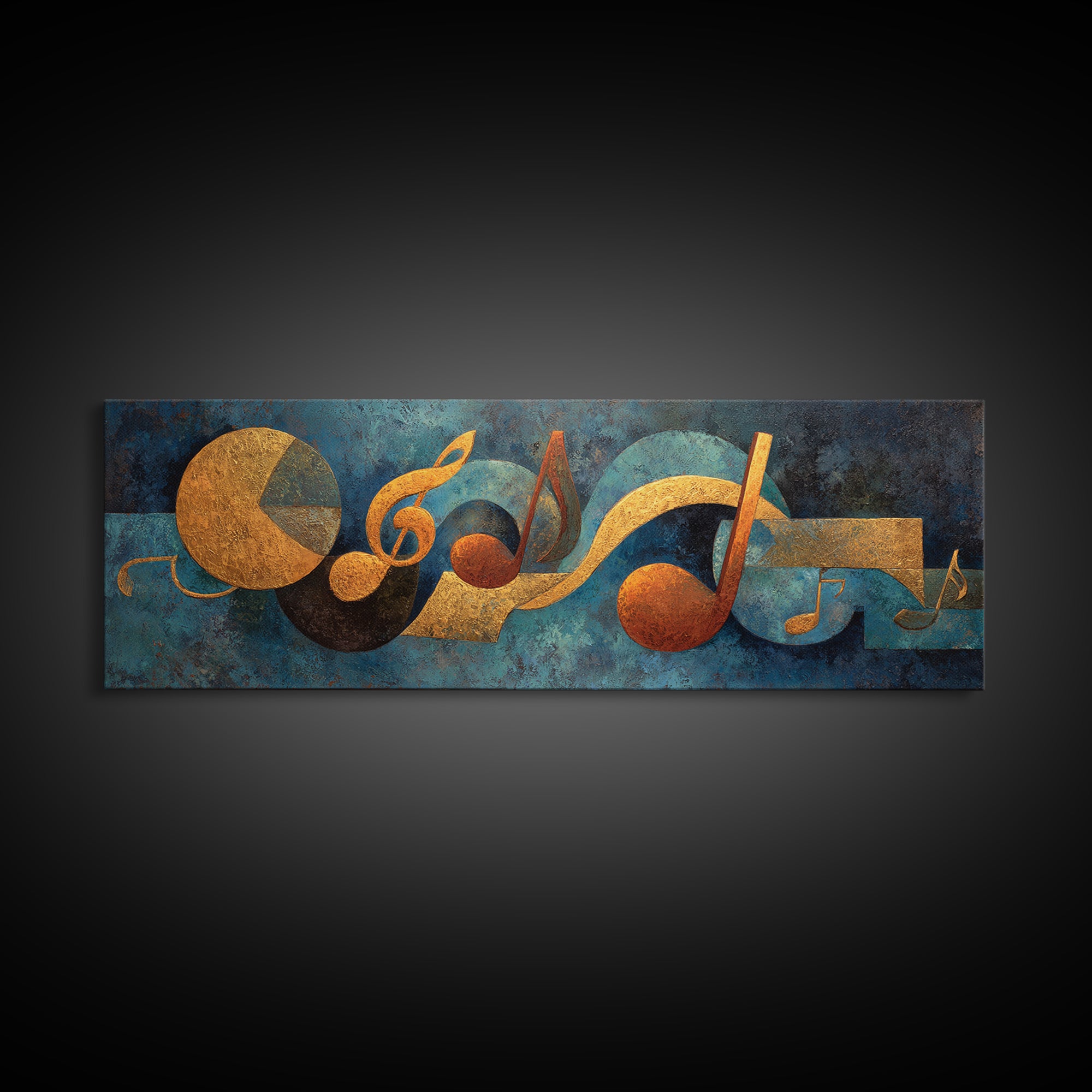 Musical Notes as Abstract Floating Shapes Without Canvas Print, Music Studio Art, Music Lover Gift, Studio Decor, Rhythm, MSA-3x1-28