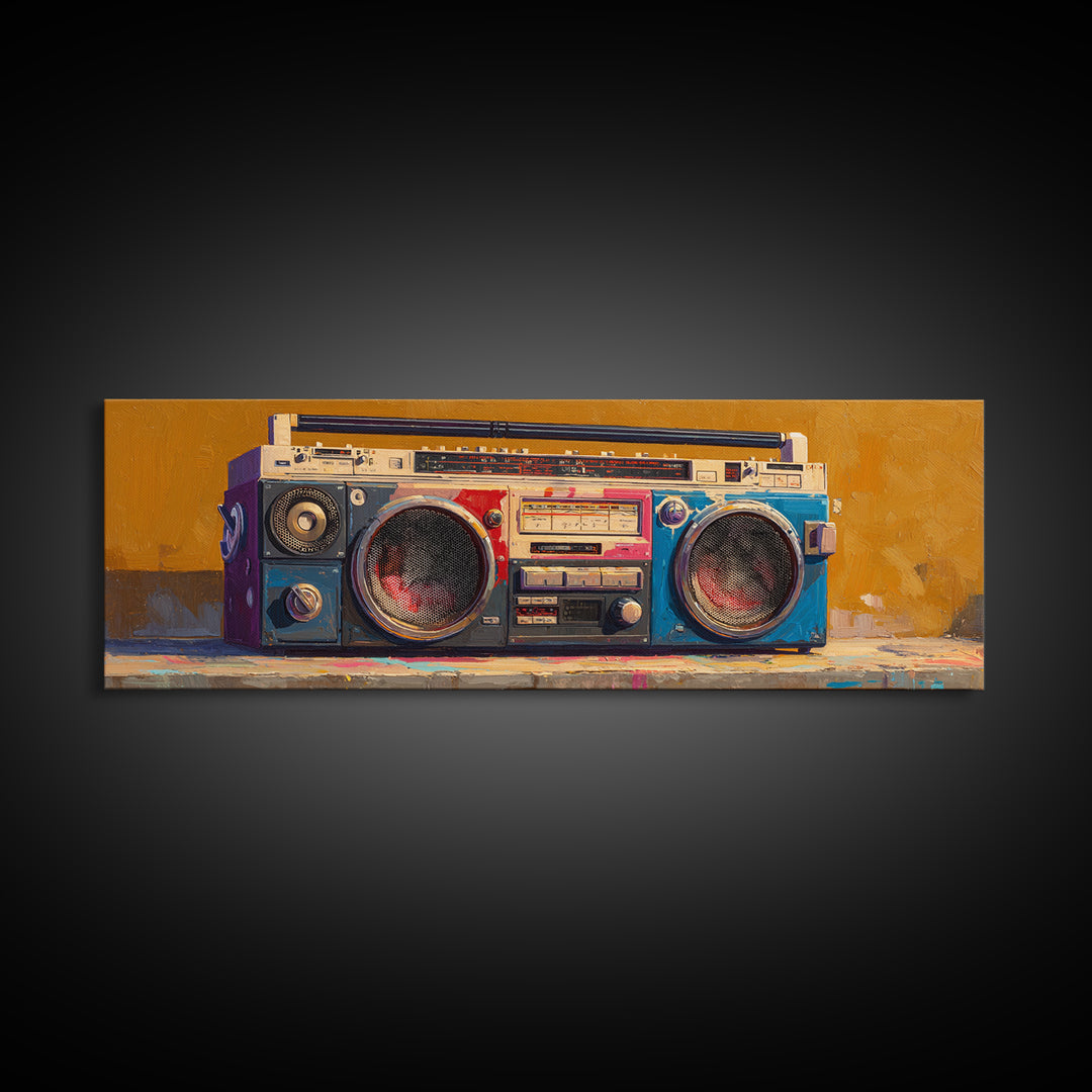 Hip Hop Boombox Canvas Print, Music Studio Art, Digital Download Art, Studio Decor, Fine Art, Rhythm, Music Lover Gift, MSA-3x1-33