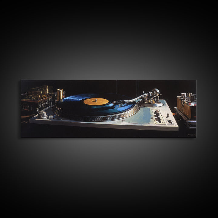 Vinyl Record and Turntable Still Life Canvas Print, Music Studio Art, Wall Decor, Studio Decor, Rhythm, Wall Art Printable, MSA-3x1-43