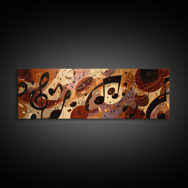 Musical Notes as Abstract Floating Shapes Without Framed Canvas Print, Music Studio Art, Room Decor, Studio Decor, Rhythm, MSA-3x1-52