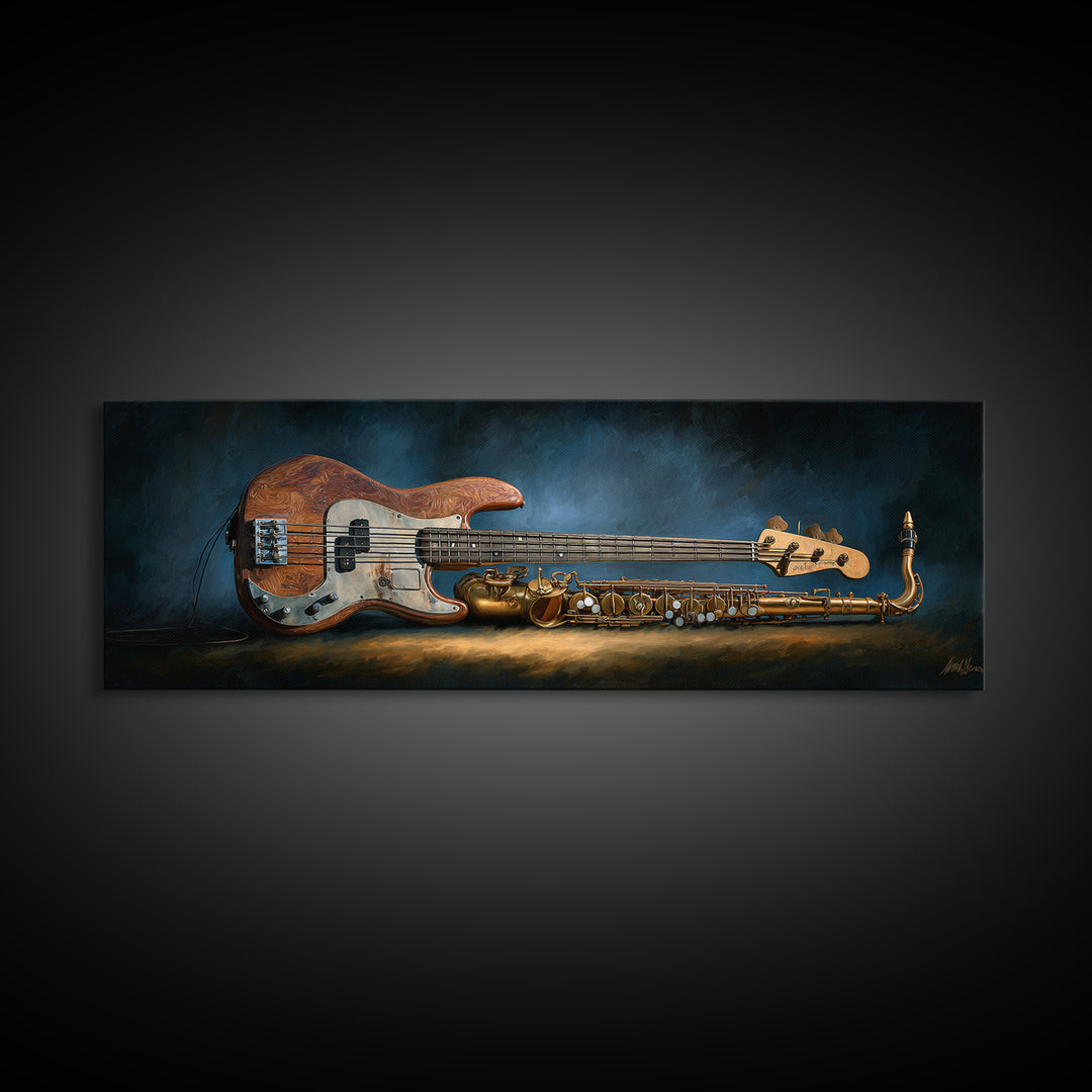 Bass Guitar Closeup Framed Canvas Print, Music Studio Art, Music Art, Studio Decor, Rhythm, Modern Decor, Fine Art Print, MSA-3x1-53