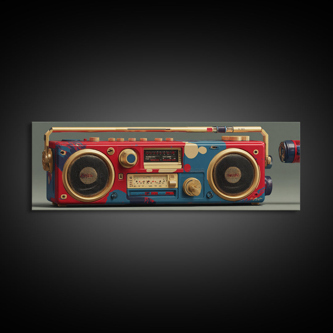 Hip Hop Boombox Framed Canvas Print, Music Studio Art, Man Cave Decor, Studio Decor, Fine Art, Rhythm, Fine Art Print, MSA-3x1-57