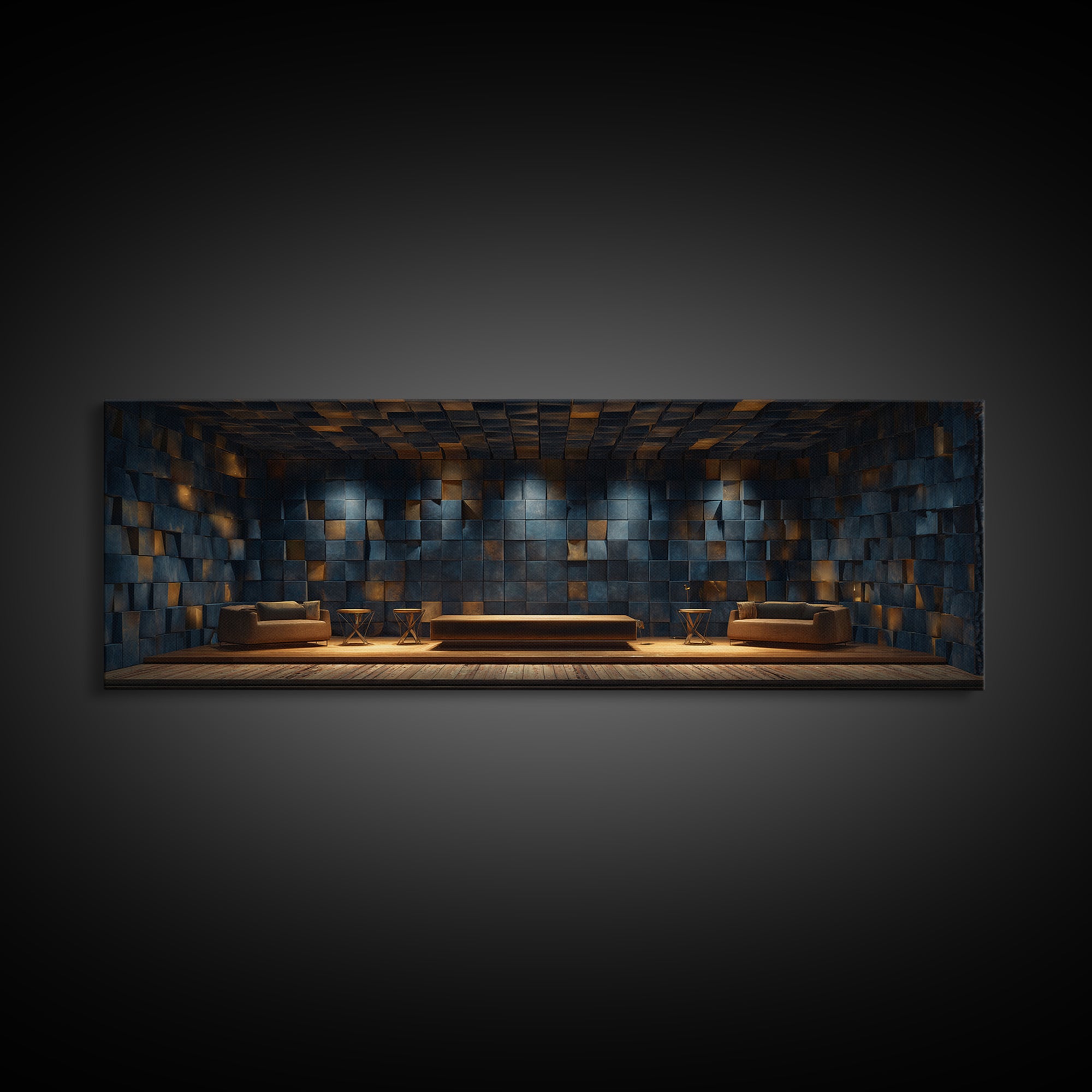 Soundproof Foam Pattern Transformed into Art Framed Canvas Print, Music Studio Art, Wall Art, Studio Decor, Fine Art, Rhythm, MSA-3x1-59