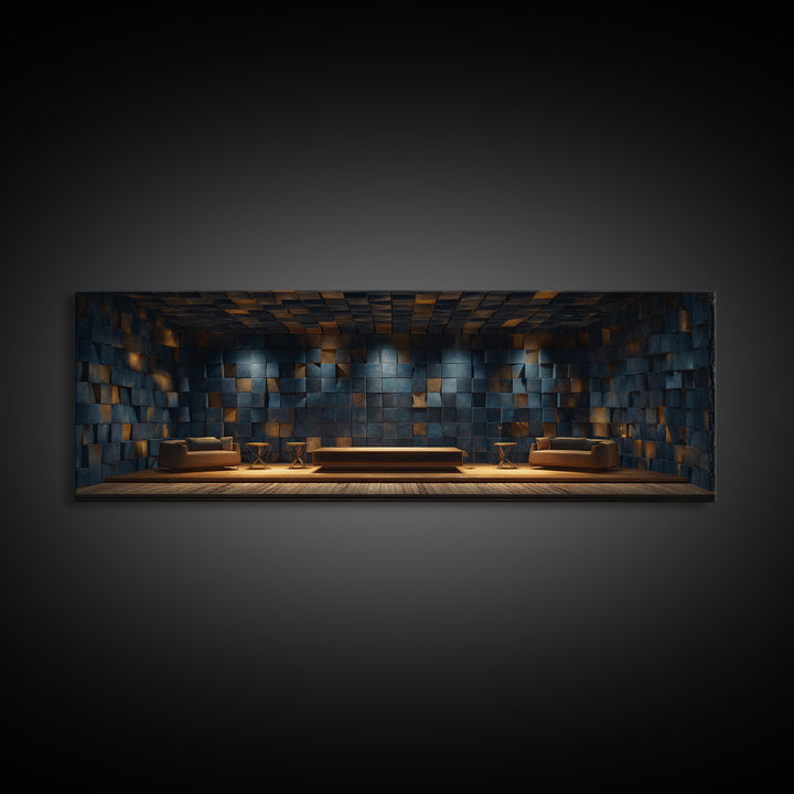 Soundproof Foam Pattern Transformed into Art Framed Canvas Print, Music Studio Art, Wall Art, Studio Decor, Fine Art, Rhythm, MSA-3x1-59