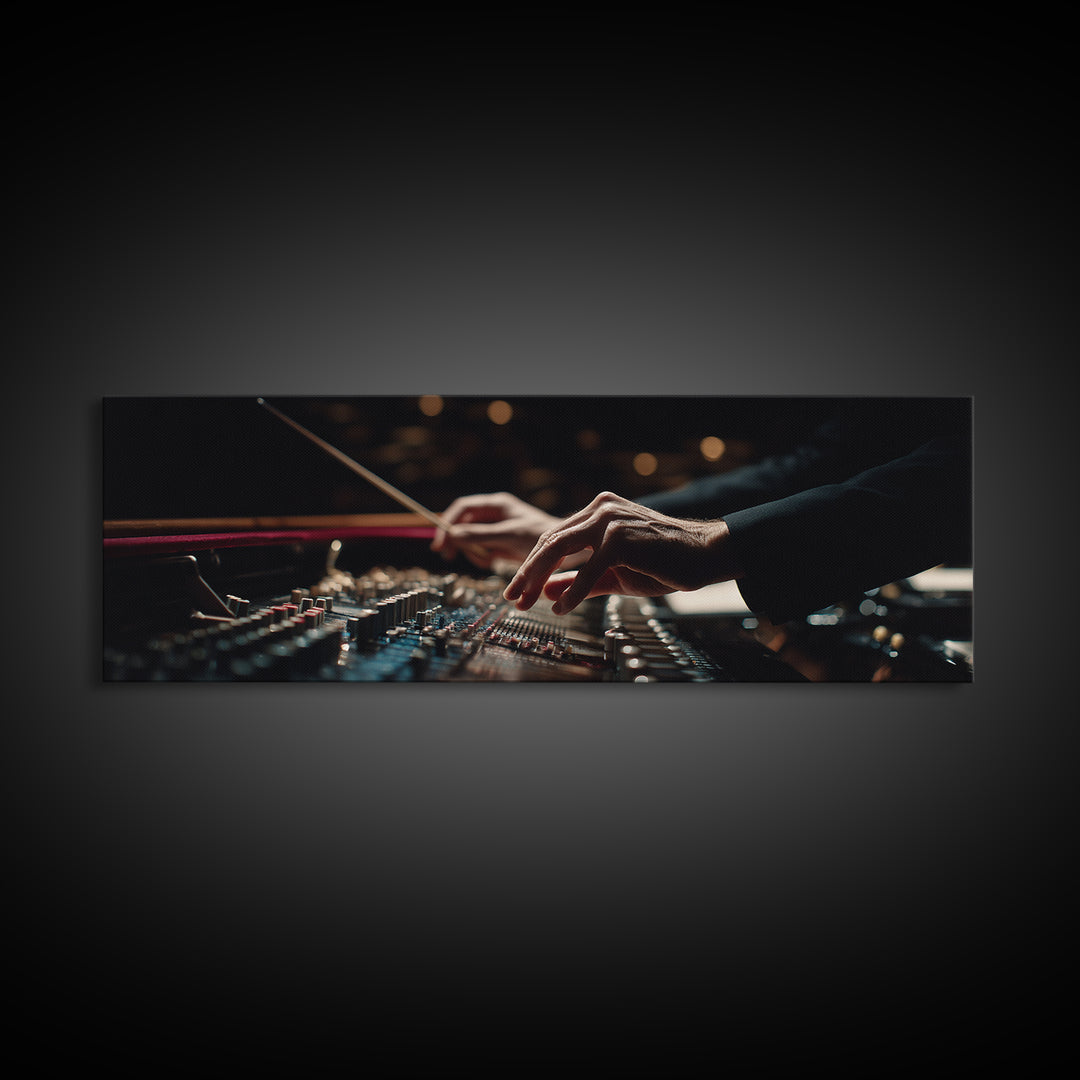 Orchestra Conductor Hands Framed Canvas Print, Music Studio Art, Boho Decor, Studio Decor, Fine Art, Rhythm, Printable Wall Art, MSA-3x1-60