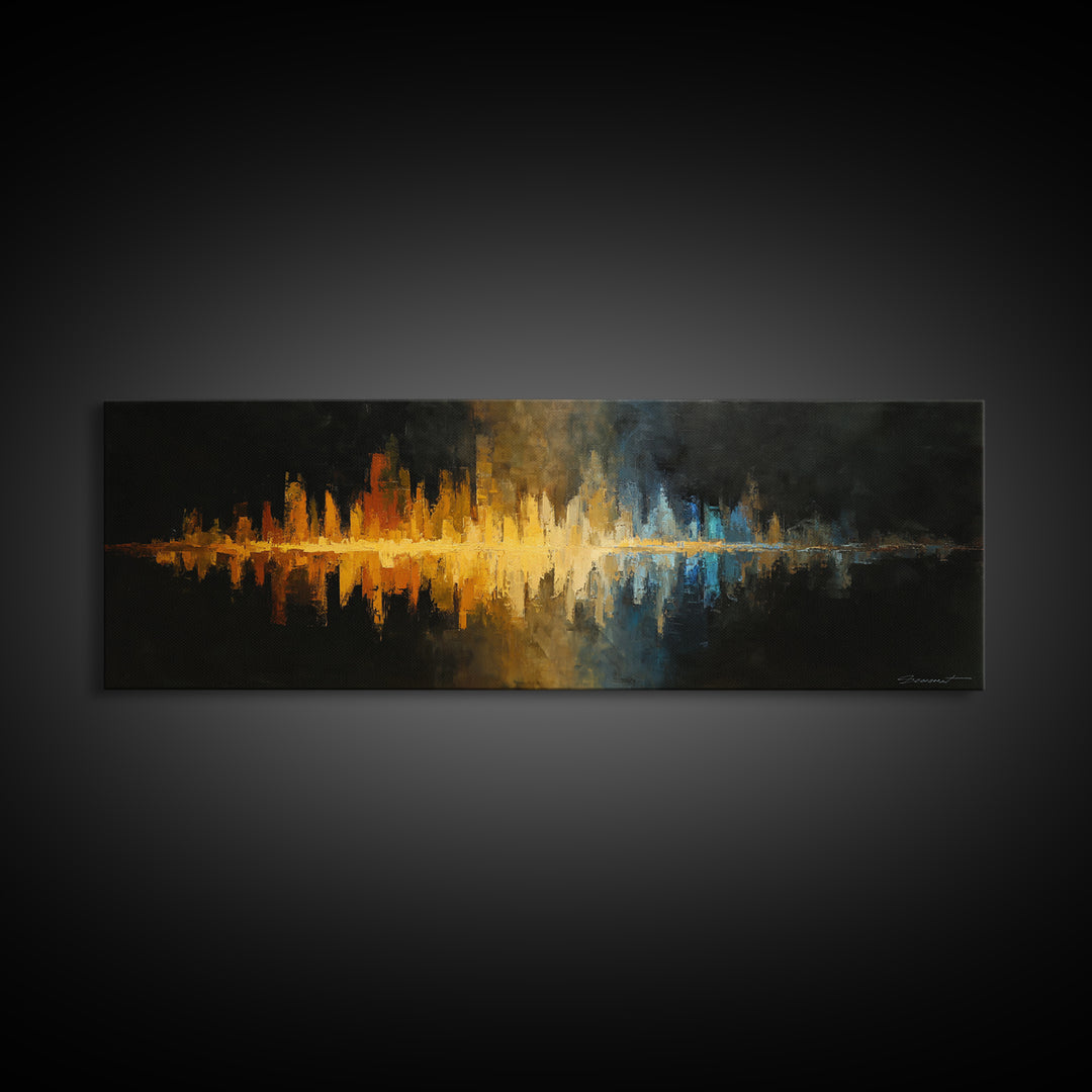 Abstract Sound Wave Framed Canvas Print, Music Studio Art, Contemporary Art, Studio Decor, Abstract Art, Rhythm, Music Poster, MSA-3x1-68