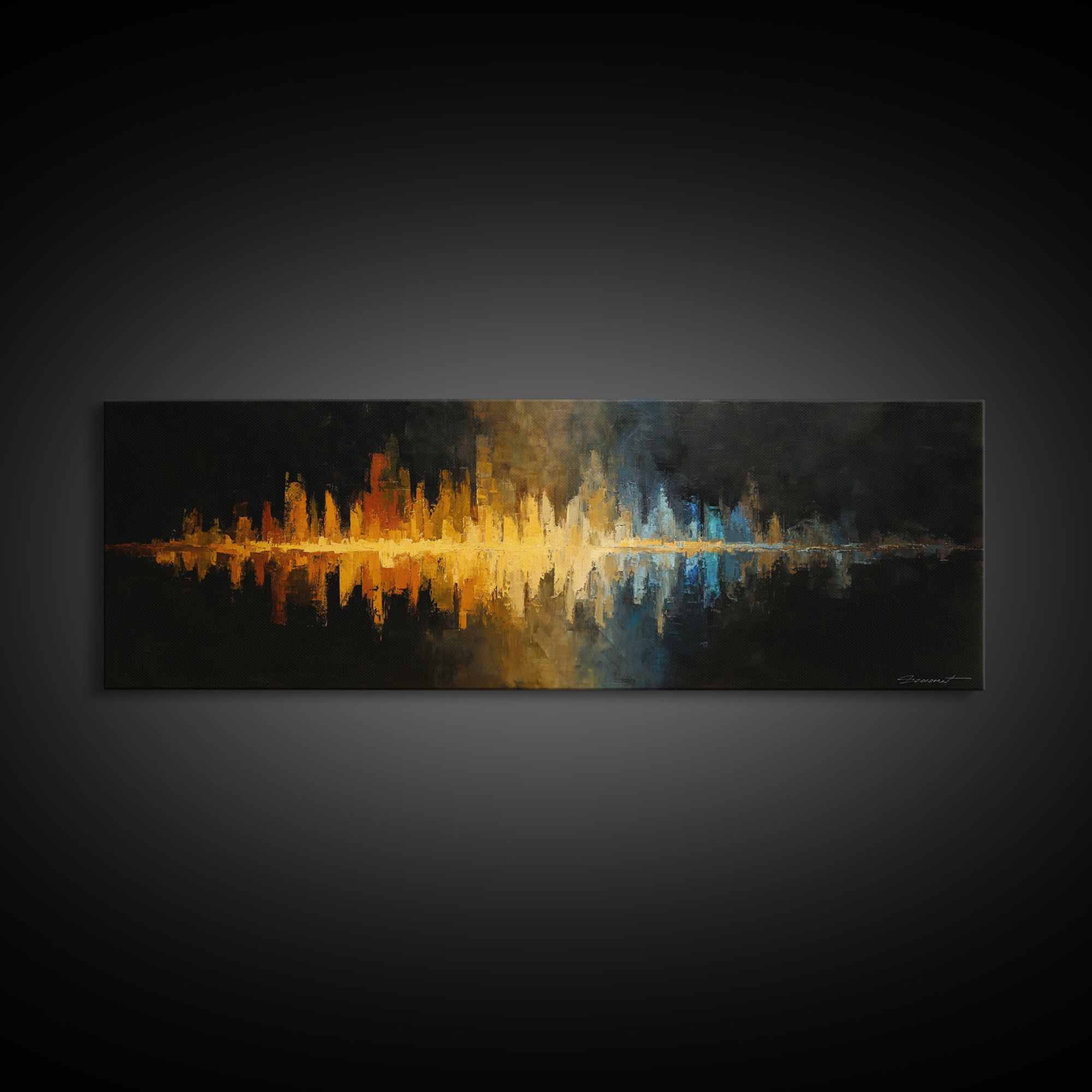 Abstract Sound Wave Framed Canvas Print, Music Studio Art, Contemporary Art, Studio Decor, Abstract Art, Rhythm, Music Poster, MSA-3x1-68