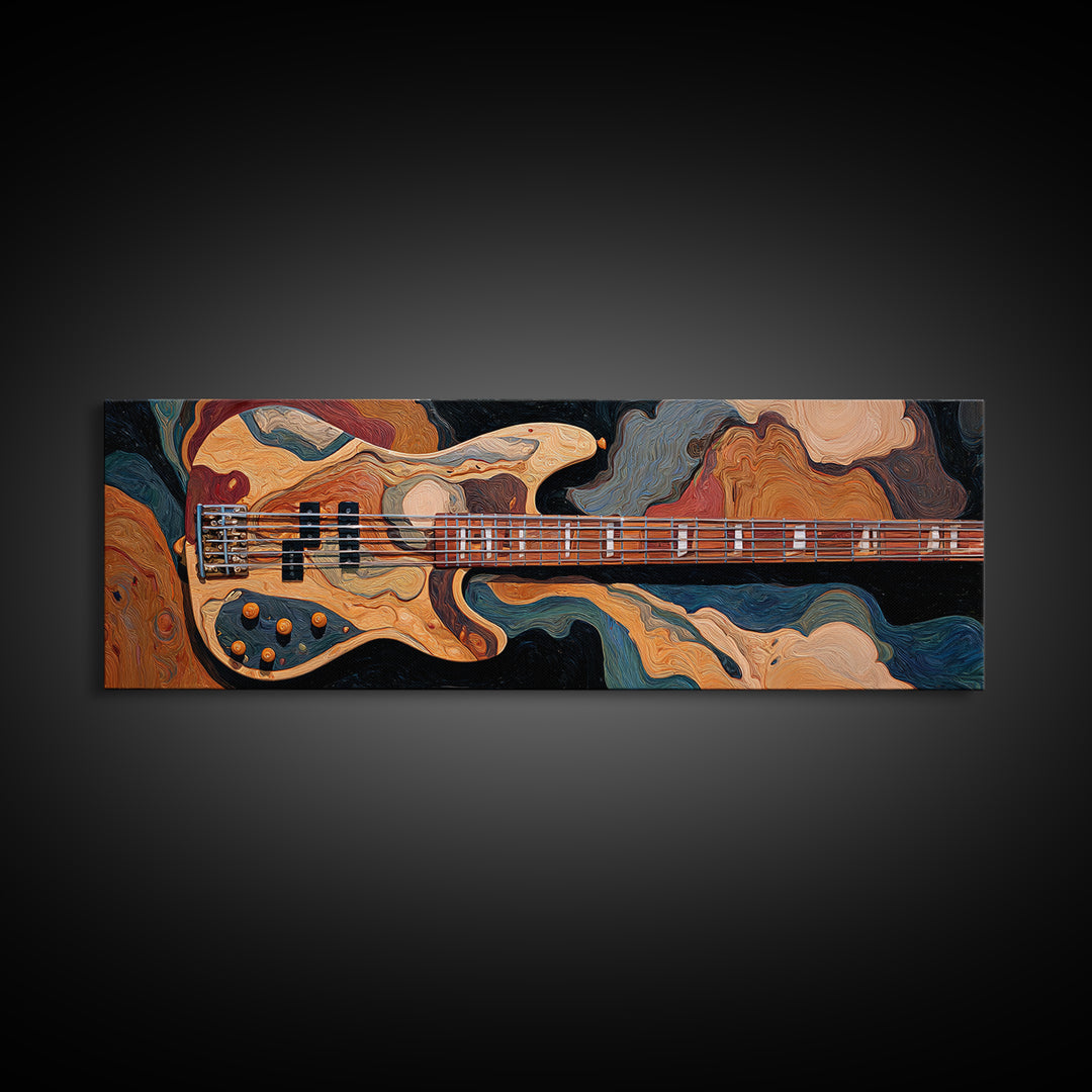 Bass Guitar Closeup Framed Canvas Print, Music Studio Art, Music Art, Studio Decor, Rhythm, Modern Decor, Fine Art Print, MSA-3x1-77