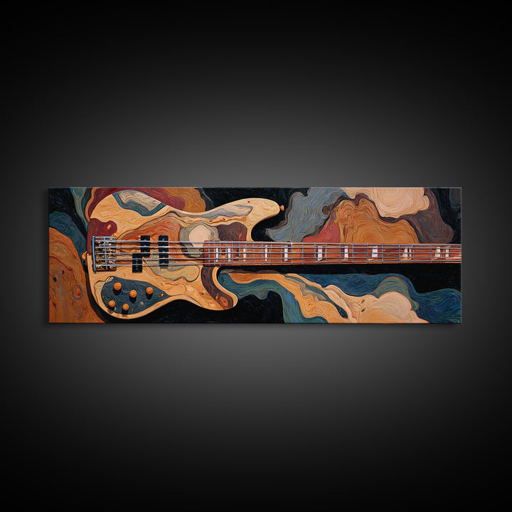 Bass Guitar Closeup Framed Canvas Print, Music Studio Art, Music Art, Studio Decor, Rhythm, Modern Decor, Fine Art Print, MSA-3x1-77