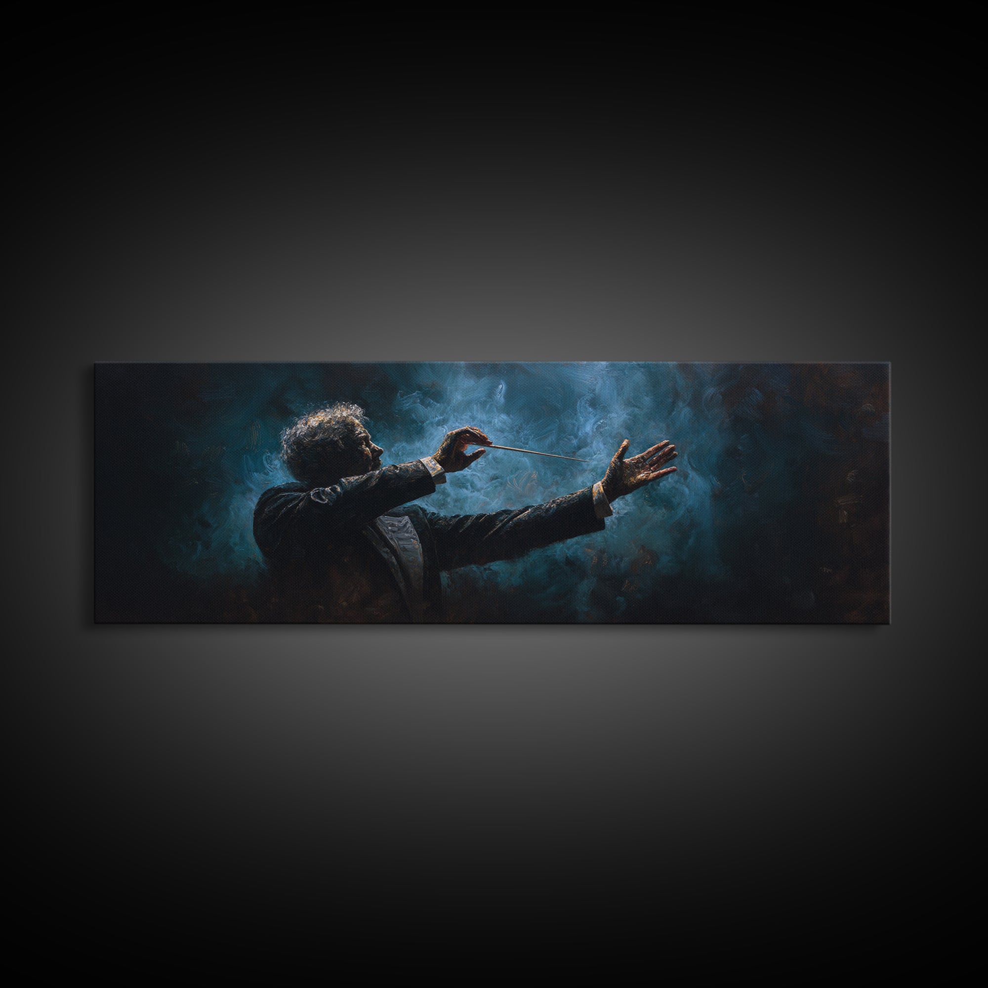 Orchestra Conductor Hands Framed Canvas Print, Music Studio Art, Music, Studio Decor, Fine Art, Rhythm, Digital Download Art, MSA-3x1-84
